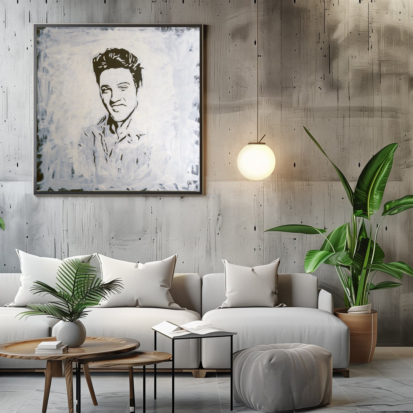 Canvas Print: "Elvis Presley Black and White"