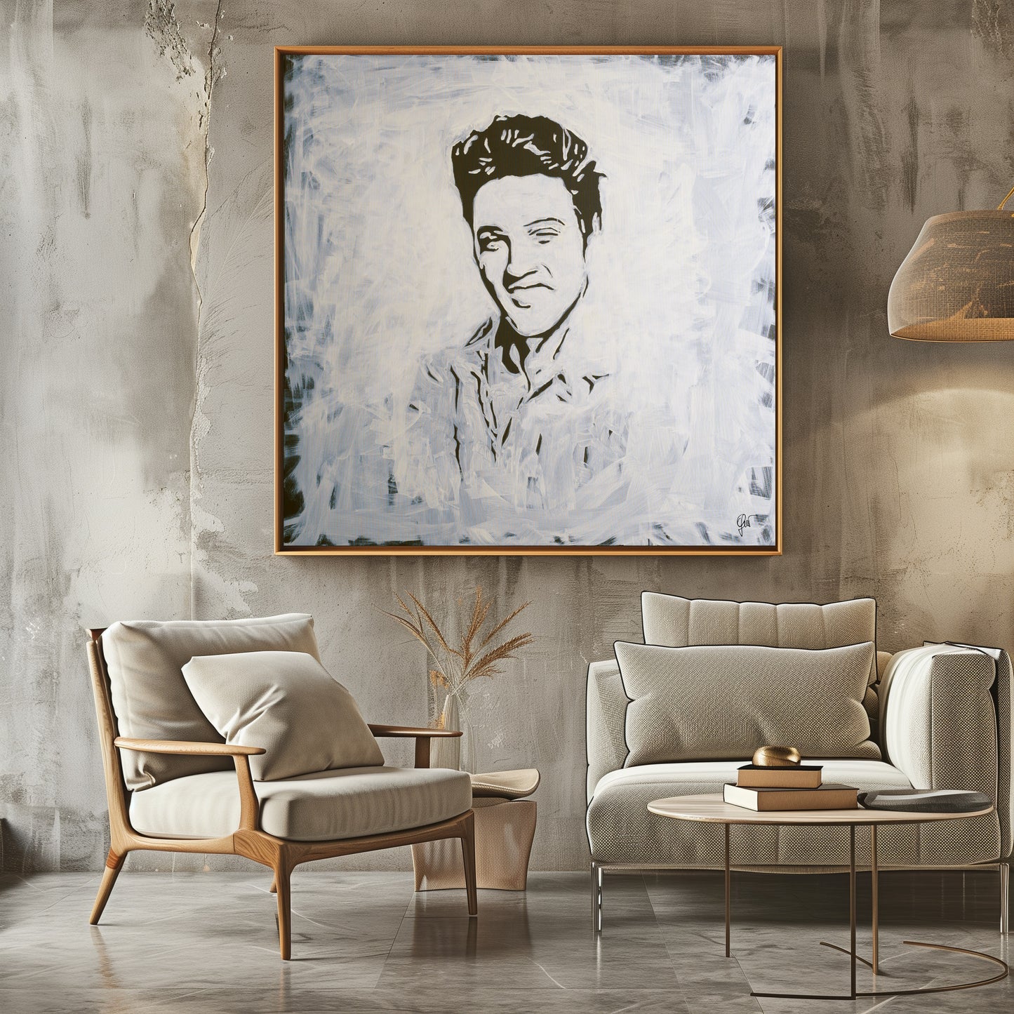 Canvas Print: "Elvis Presley Black and White"