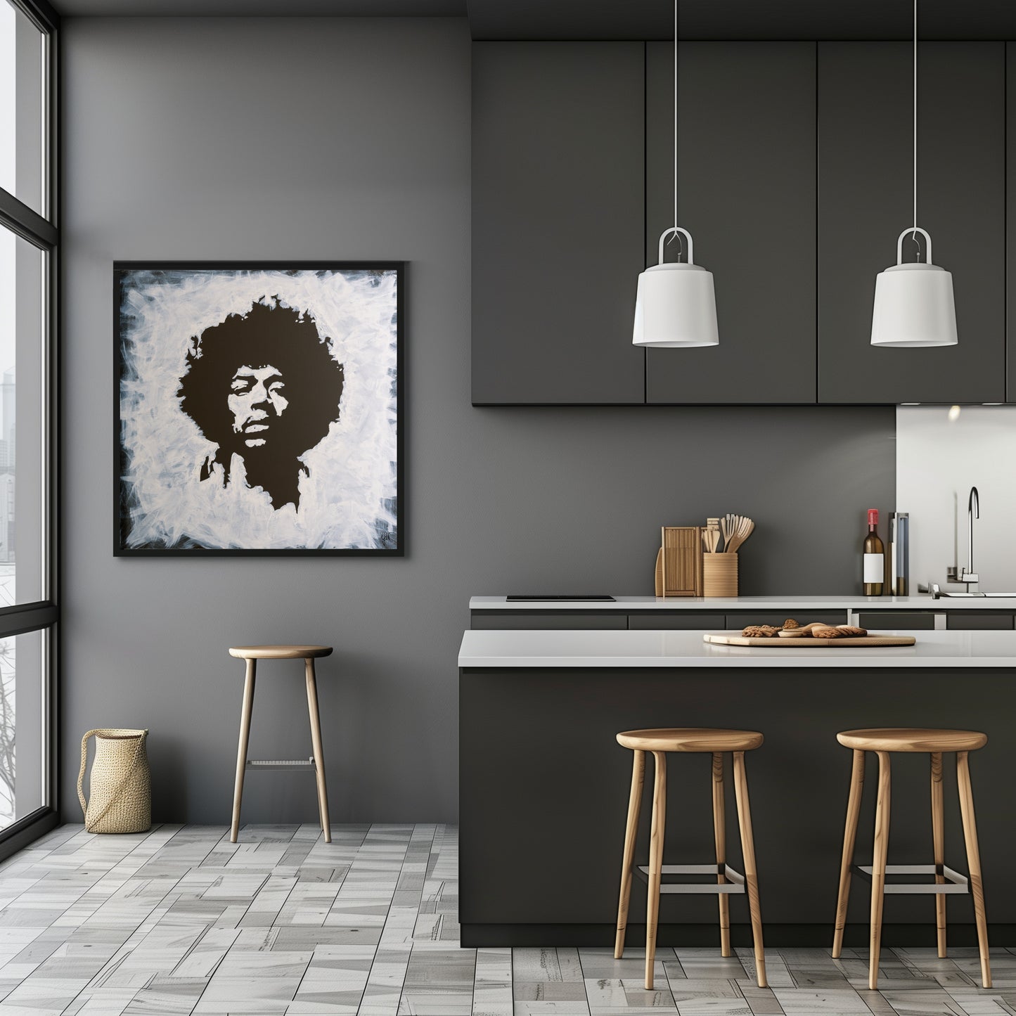 Canvas Print: "Jimi Hendrix Black and White"