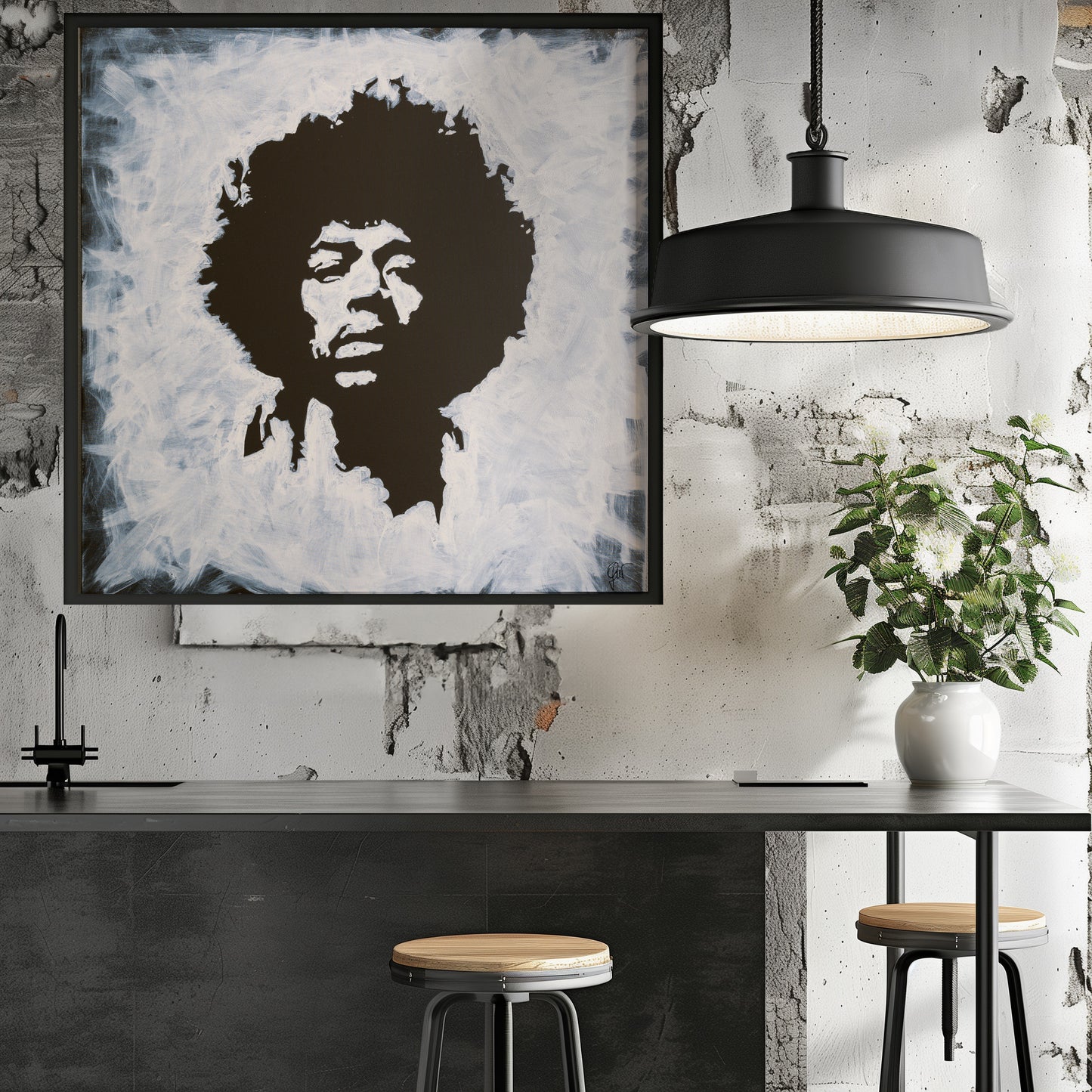 Canvas Print: "Jimi Hendrix Black and White"