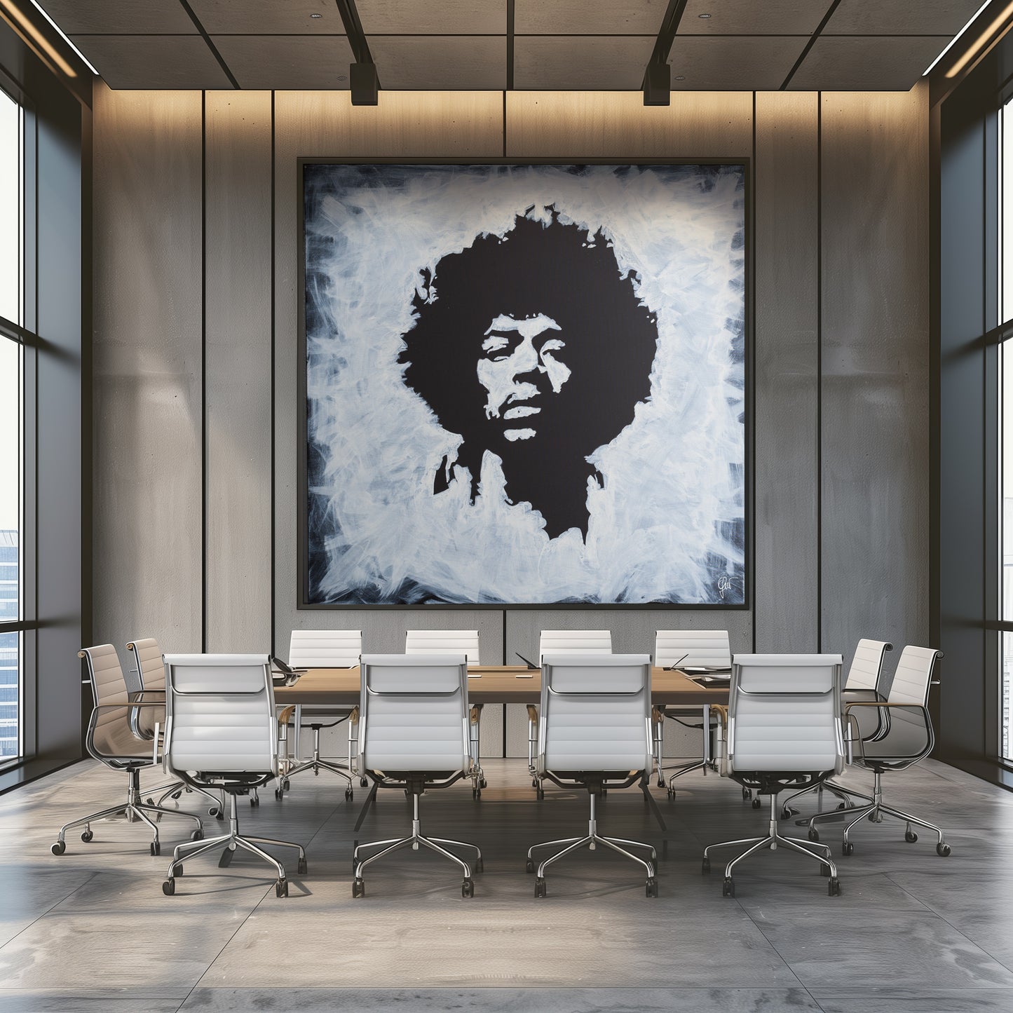 Canvas Print: "Jimi Hendrix Black and White"