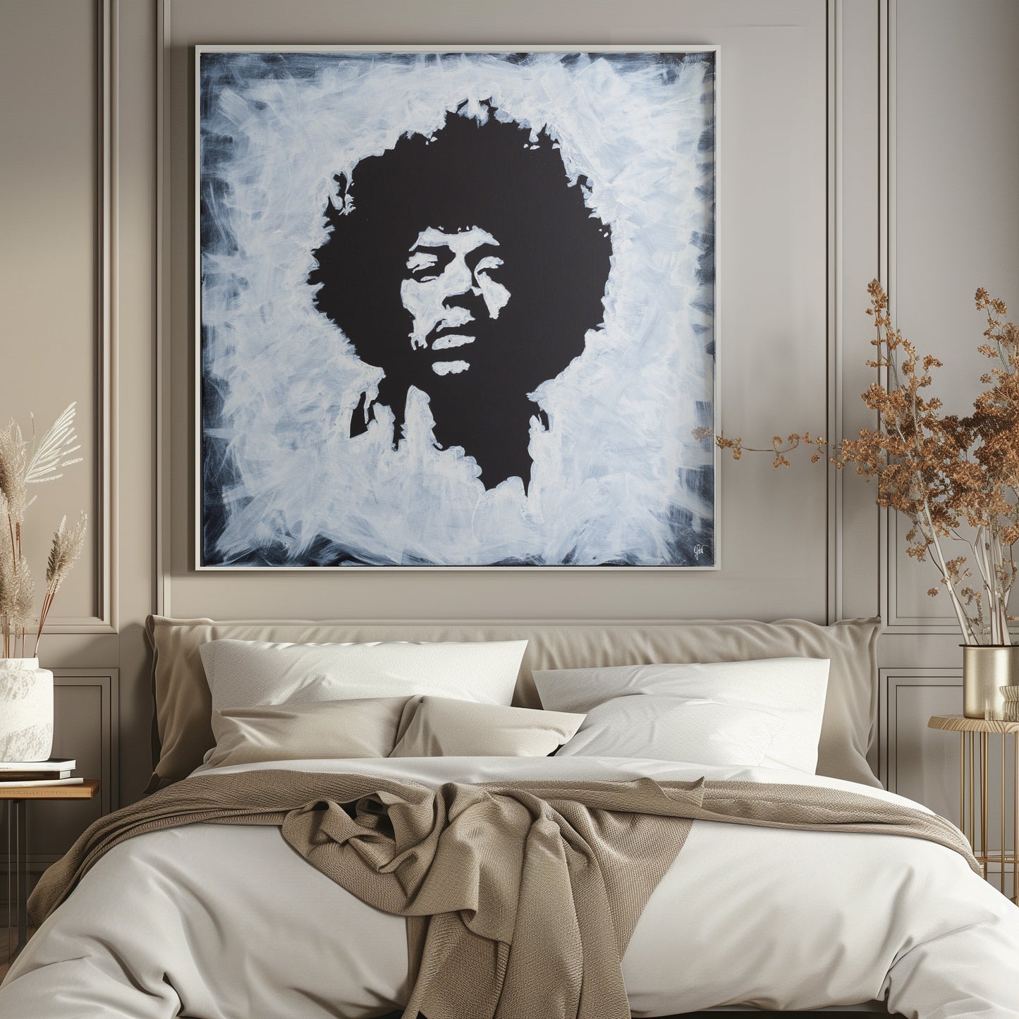 Canvas Print: "Jimi Hendrix Black and White"