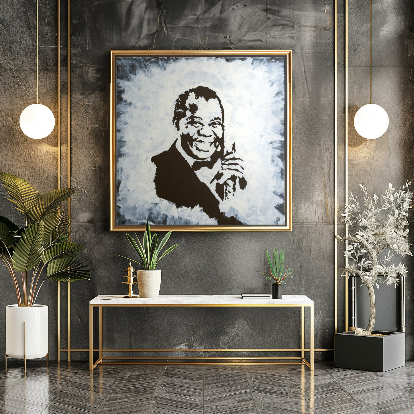 Canvas Print: "Louis Armstrong Black and White"