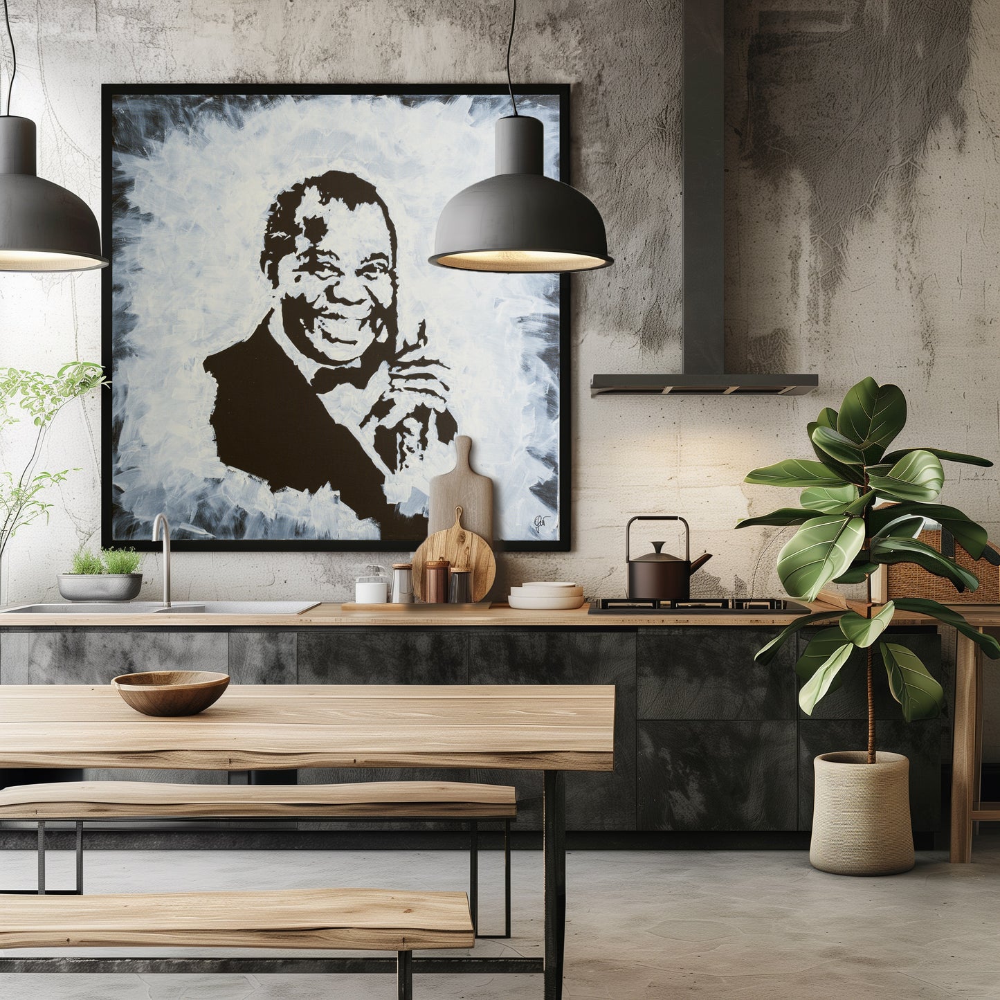 Canvas Print: "Louis Armstrong Black and White"