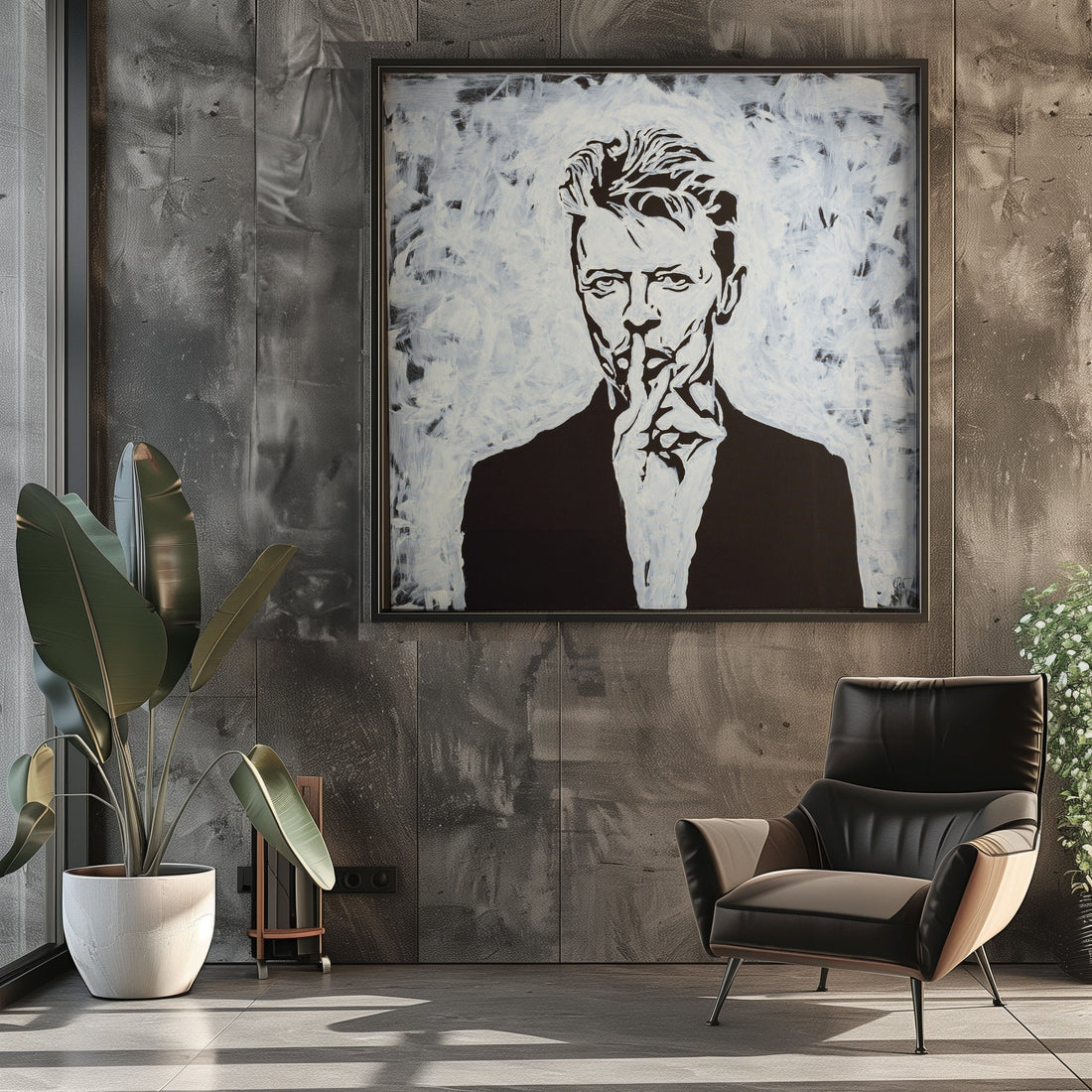 David Bowie black and white canvas print — original art by Fabio Guzzano