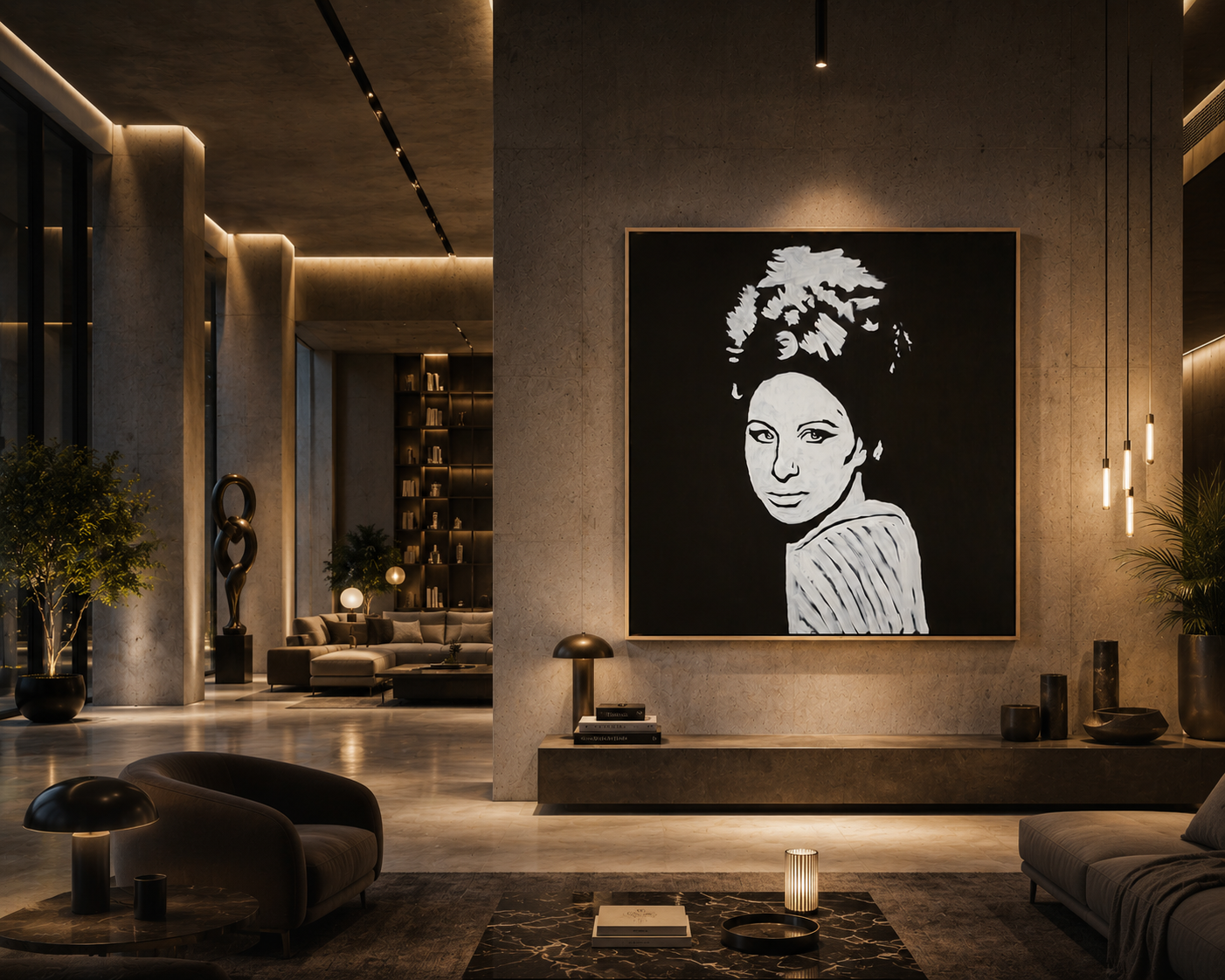 Barbra Streisand Canvas Print | Black and White Wall Art | Music Legend Portrait | Hand-Signed Artwork | Luxury Home Decor