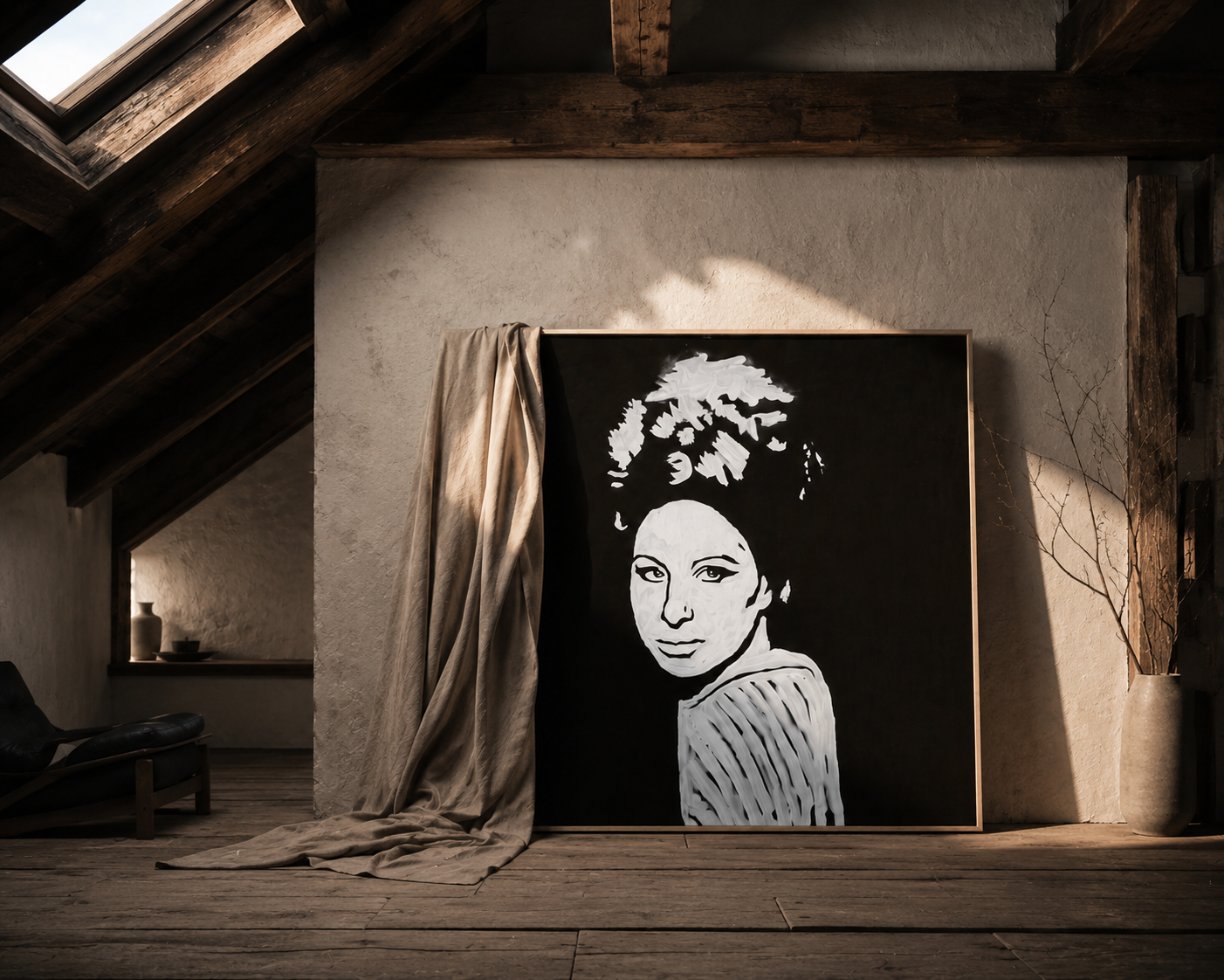 Barbra Streisand Canvas Print | Black and White Wall Art | Music Legend Portrait | Hand-Signed Artwork | Luxury Home Decor