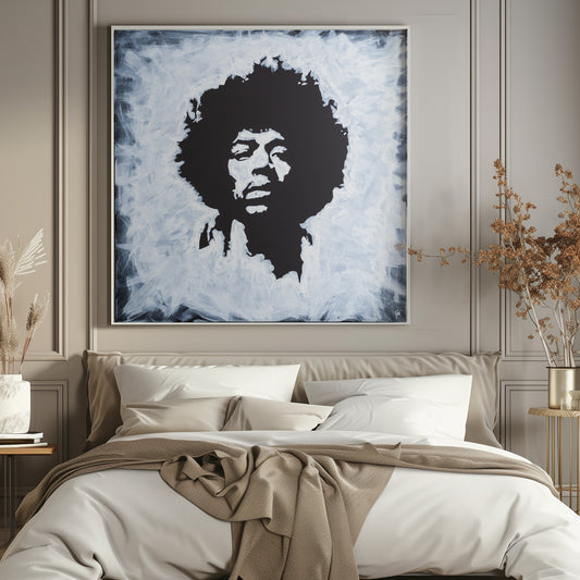 Canvas Print: "Jimi Hendrix Black and White"