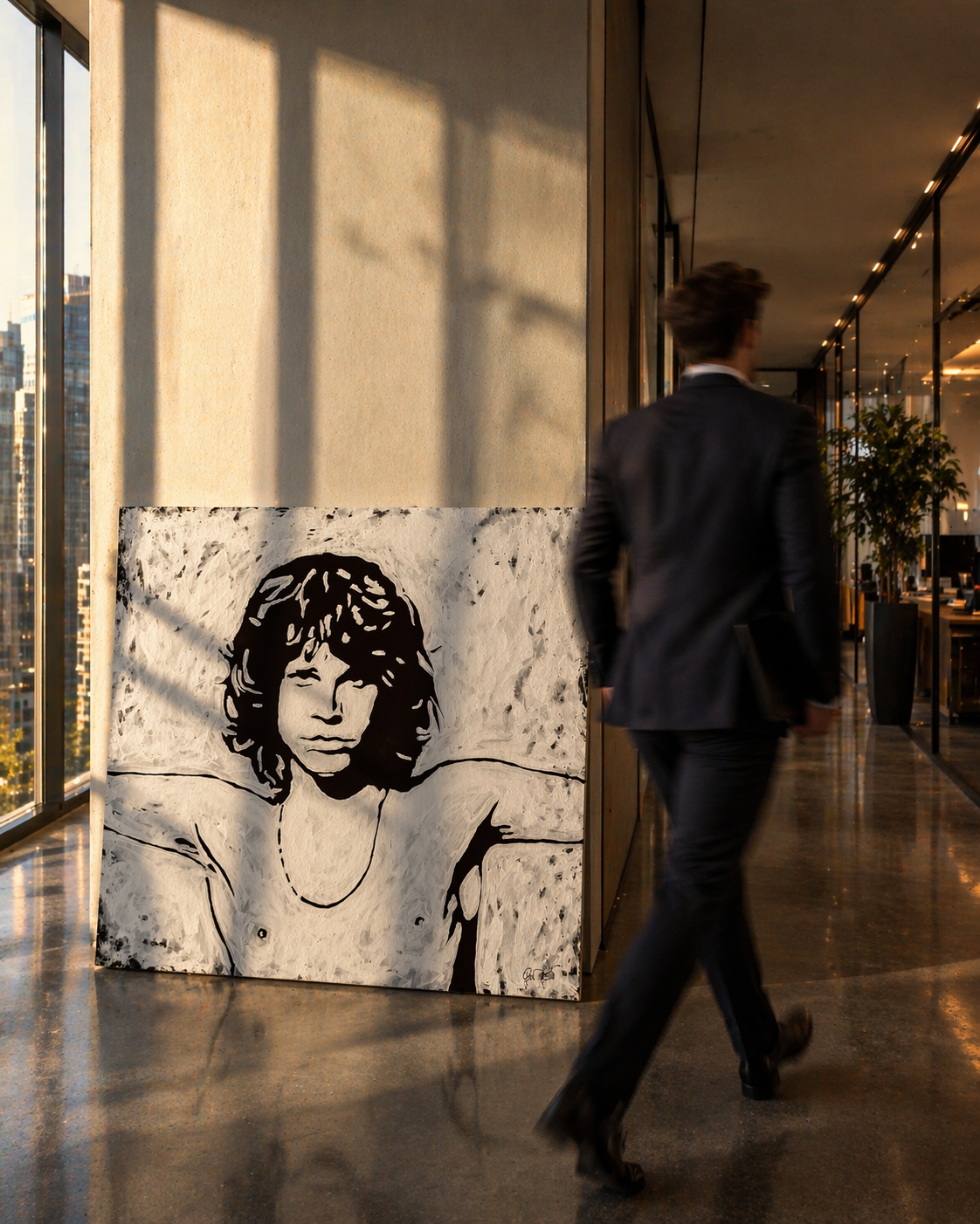 Jim Morrison Art on Canvas ICONS | Fabio Guzzano Art | Office 3 walking